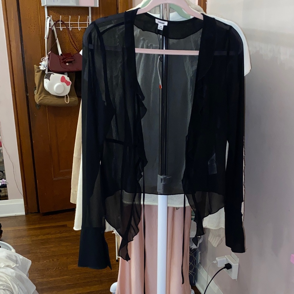 Garage grunge Sheer Black Top blouse